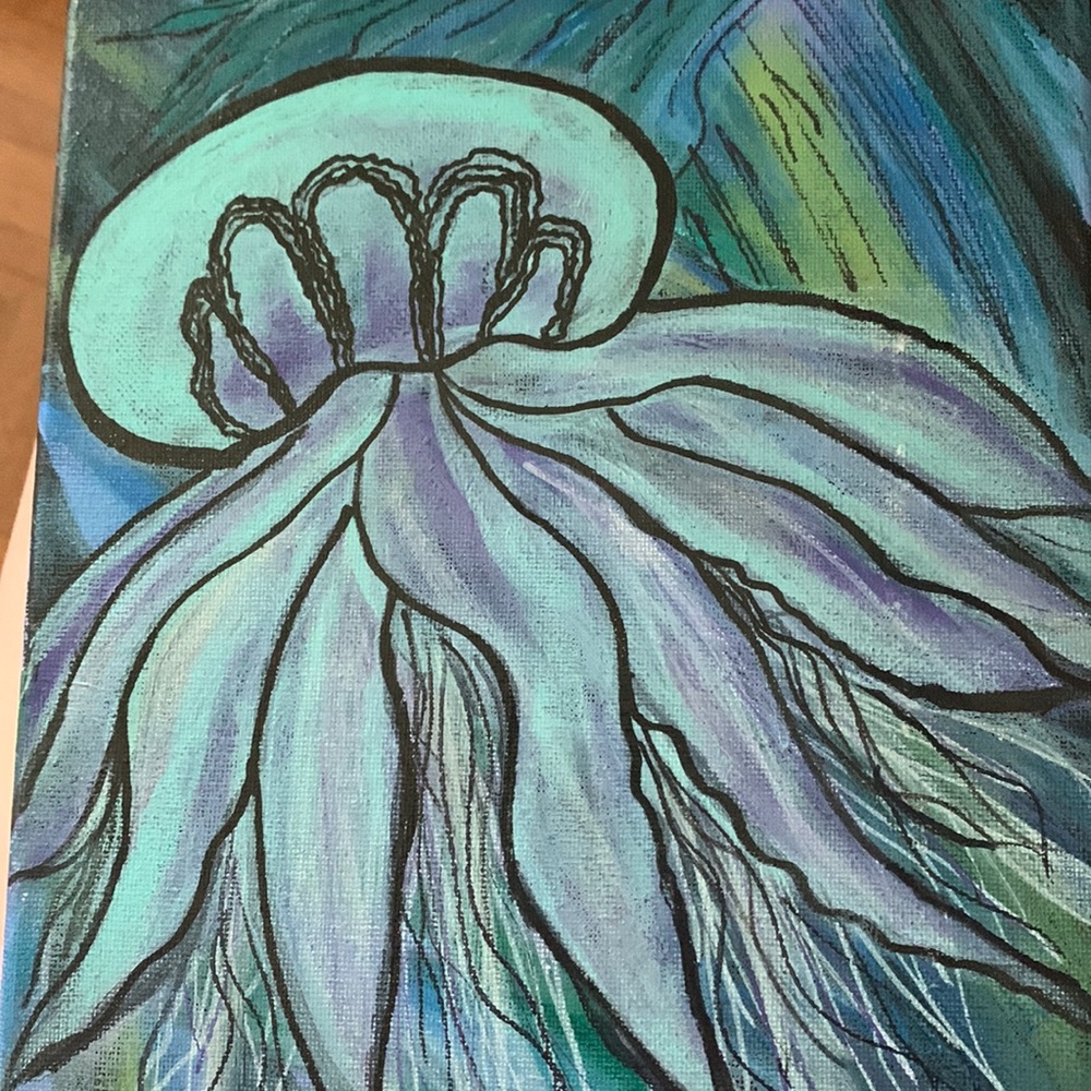 8x10 jellyfish homemade one of a kind canvas painting